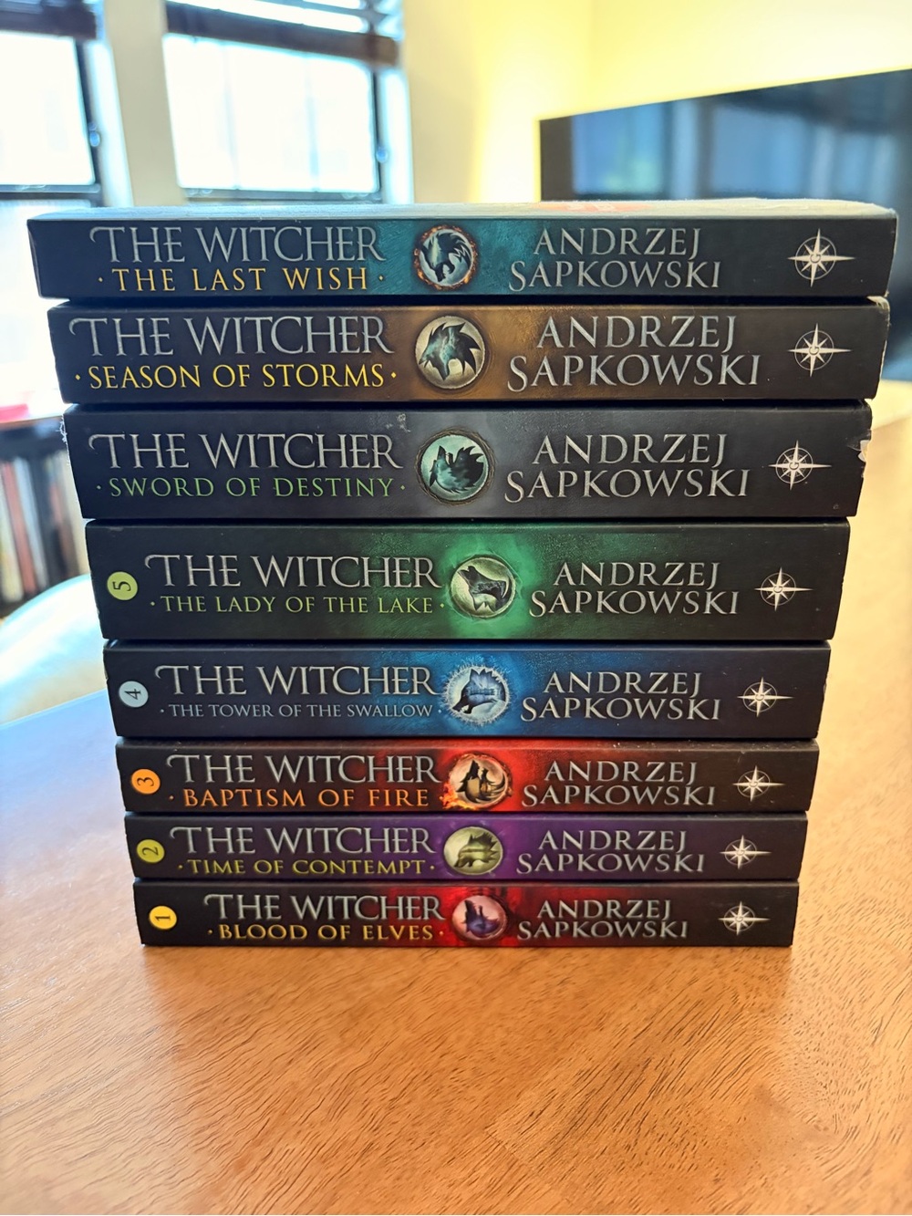The Witcher Paperback Book Set by Andrzej Sapkowski - Multicolor Spines